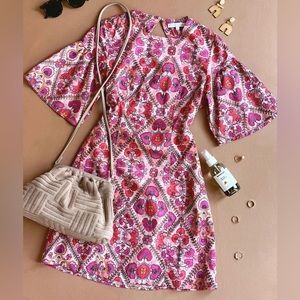 Olivaceous Pink Multi-Color Open Back Mini Dress